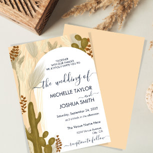 Modern Boho Cactus Pampas Arch Frame Invitation