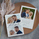 Modern Boho Calligraphy 3 Photo Wedding  Thank You Card<br><div class="desc">Stylish modern boho calligraphy wedding thank you card with an additional photo and text on the back. You can use this card for a wedding,  bridal shower,  engagement,  anniversary,  or any special event. For more advanced customisation of this design,  please click the BLUE DESIGN TOOL BUTTON.</div>