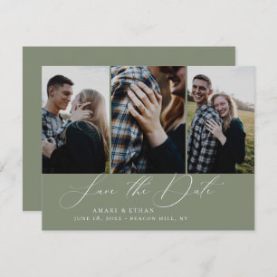 Modern Boho Calligraphy Multi-Photo Save the Date Announcement