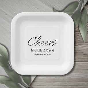 Modern Boho Casual Script Wedding Reception  Paper Plate