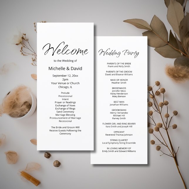 Modern Boho Casual Typography Wedding Ceremony  Programme (Creator Uploaded)