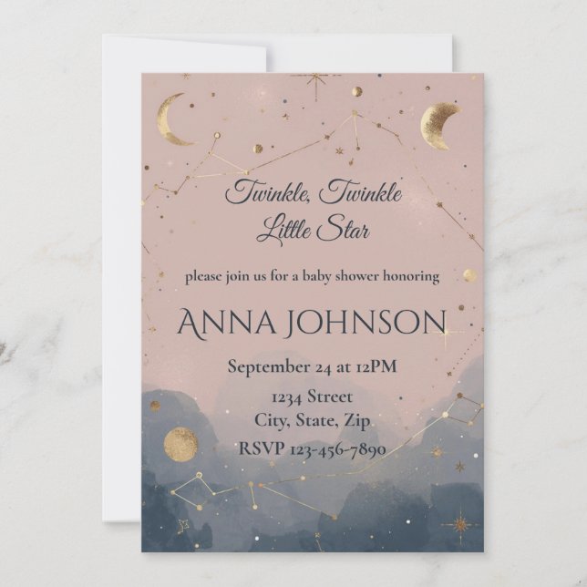 Modern Boho Celestial Baby Shower Invitation (Front)