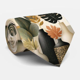 Modern Boho Ceramic Vases and Botanical Leaves Tie
