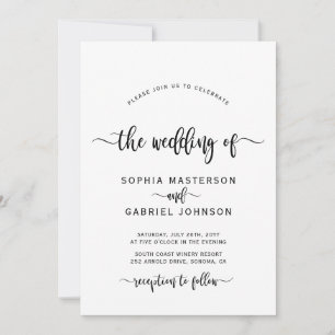 Modern Boho Chic Calligraphy Script Wedding Invitation