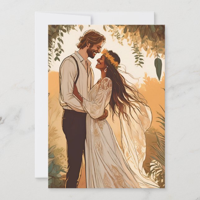 modern boho chic fall save the date cards (Front)