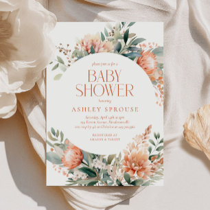 Modern Boho Chic Floral Botanical Baby Shower Invitation