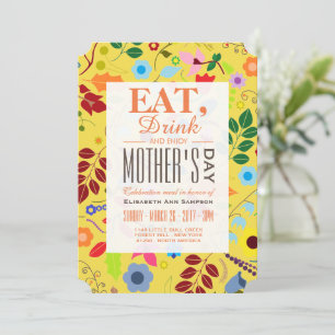 Modern Boho Chic Floral Mother's Day Meal Invitation