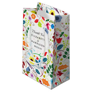 Modern Boho Chic Floral Wedding Favor Small Gift Bag