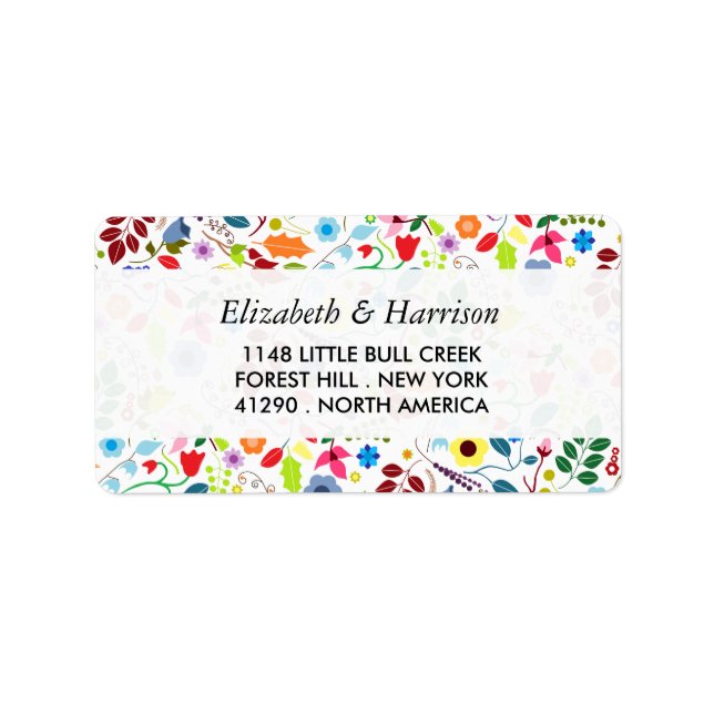 Modern Boho Chic Floral Wedding Label (Front)