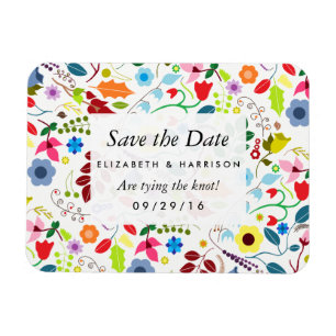 Modern Boho Chic Floral Wedding Save The Date Magnet