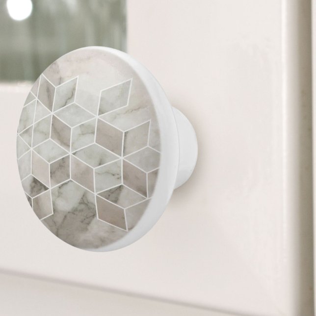 Modern Boho Chic Minimalist Geometric Beige Marble Ceramic Knob (Modern Boho Chic Minimalist Geometric Beige Marble Ceramic Knob)