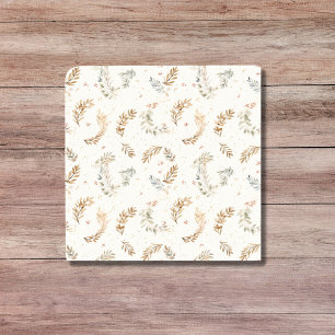 Modern Boho Chic Neutral Beige Brown Leaves Tile