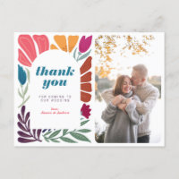 Modern Boho Chic Retro Colourful Floral Thank You