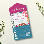 Modern Boho Chic Retro Colourful Wedding All In One Invitation<br><div class="desc">Modern Boho Chic Retro Colourful Wedding All in One Invitation</div>