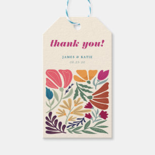 Modern Boho Chic Retro Floral Wedding Thank You Gift Tags