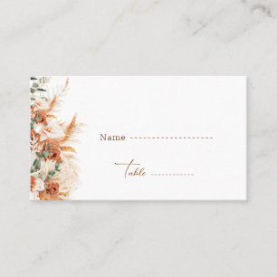 Modern Boho Chic Terracotta Floral Wedding Escort Place Card