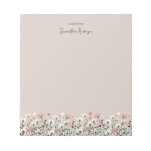 Modern Boho Chic Wildflower Taupe Notepad