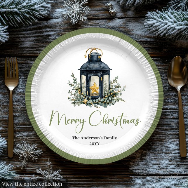 Modern Boho Christmas Lantern in Neutral Colors Paper Plate (Modern Boho Christmas Lantern in Neutral Colors

)