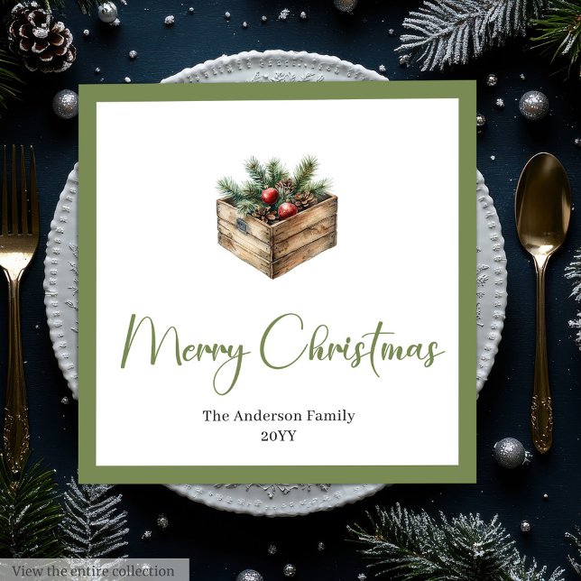 Modern Boho Christmas Tree Botanical Party Napkins (Modern Boho Christmas Tree Botanical Party Napkins)