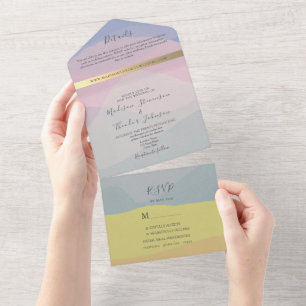 Modern Boho Colourful Photo Wedding  All In One Invitation