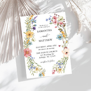 Modern Boho Colourful Wildflower Floral Wedding Invitation
