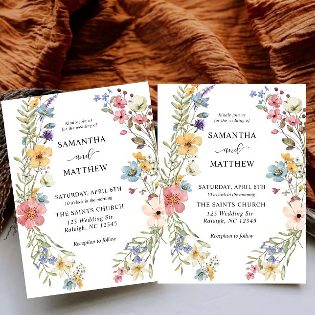 Modern Boho Colourful Wildflower Floral Wedding Invitation (Creator Uploaded)