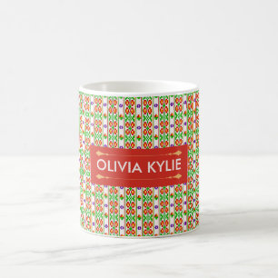 Modern Boho Cross Stitch Seamless Folk Pattern Coffee Mug