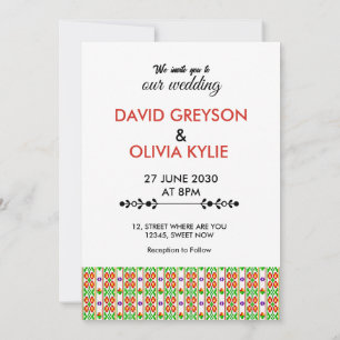 Modern Boho Cross Stitch Seamless Folk Pattern Invitation