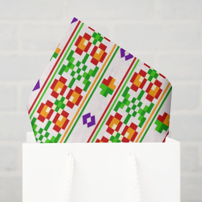 Modern Boho Cross Stitch Seamless Folk Pattern  Tissue Paper (Gift Bag)