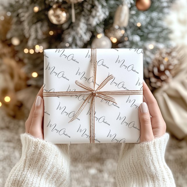 Modern Boho Customisable Script Text Christmas Wrapping Paper Sheet (Creator Uploaded)