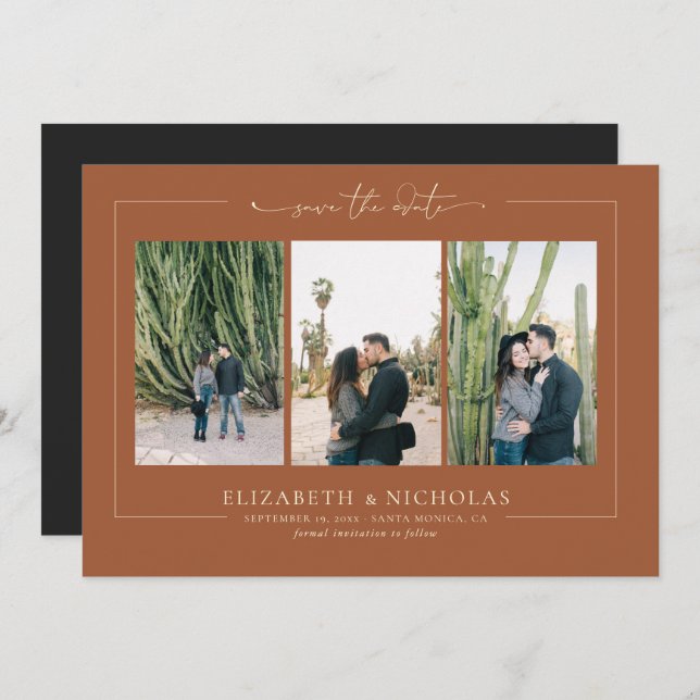 Modern Boho Desert | 3 Photo Save the Date (Front/Back)