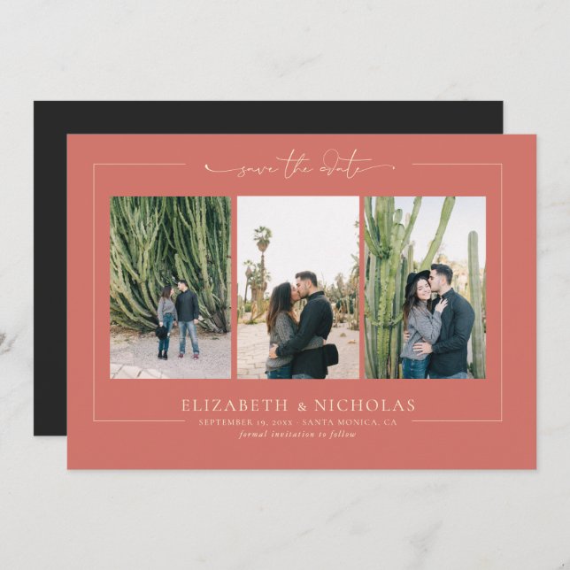 Modern Boho Desert | 3 Photo Save the Date (Front/Back)