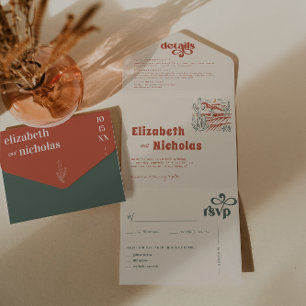 Modern Boho Desert   All in One Wedding Invite