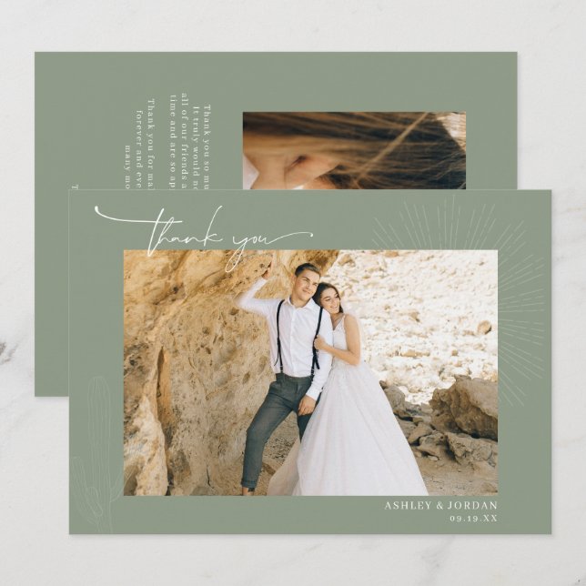 Modern Boho Desert | Simple Script Wedding  Thank  Thank You Card (Front/Back)