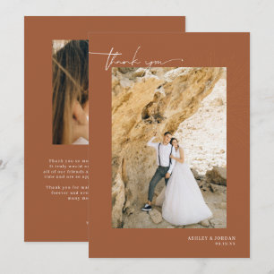 Modern Boho Desert   Simple Script Wedding  Thank  You Card