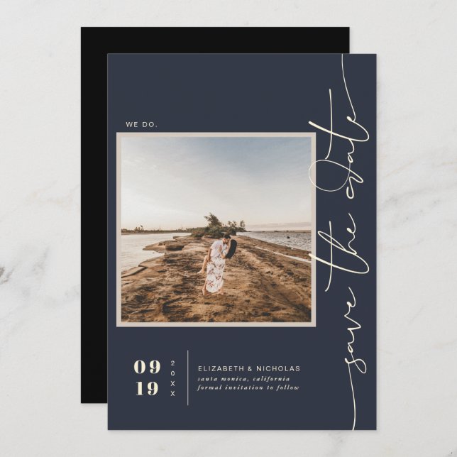 Modern Boho Desert | Square Photo Save the Date (Front/Back)