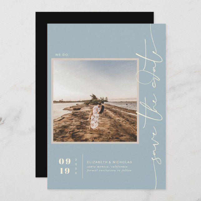 Modern Boho Desert | Square Photo Save the Date (Front/Back)