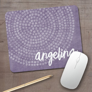 Modern Boho Dot Pattern with bounce script name Mouse Mat