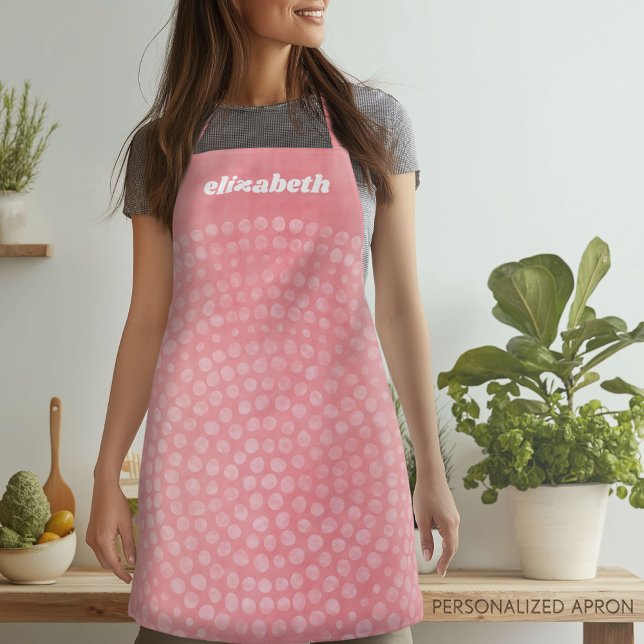Modern Boho Dot Pattern with script name Apron (Personalized Apron)