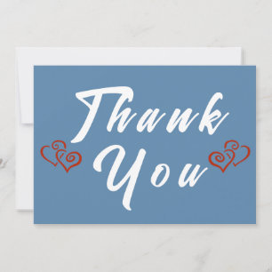 Modern Boho Dusty Blue Wedding Thank You Card