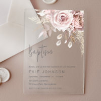 Modern Boho Dusty Rose & Blush Floral Baptism