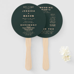 Modern Boho Earth Tone Circle Wedding Program Hand Hand Fan