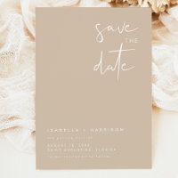 Modern Boho Earth Toned Beige Save the Date