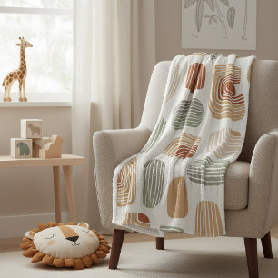 Modern Boho Earth Tones Abstract ID1273 Fleece Blanket