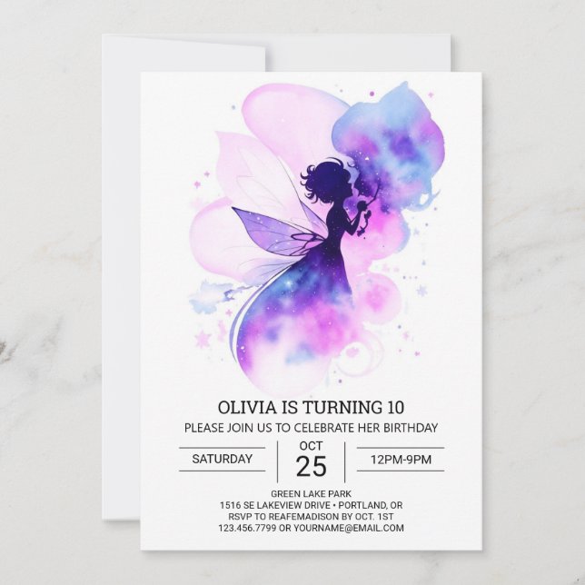 Modern Boho Fairy Birthday Invitation (Front)