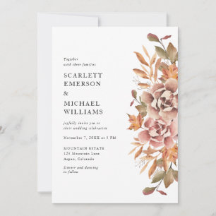 Modern Boho Fall Floral Wedding Invitation