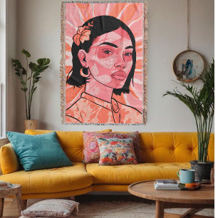 Modern boho feminine minimalist art throw blanket