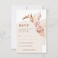 Modern Boho Floral Blush Arch Wedding RSVP Card