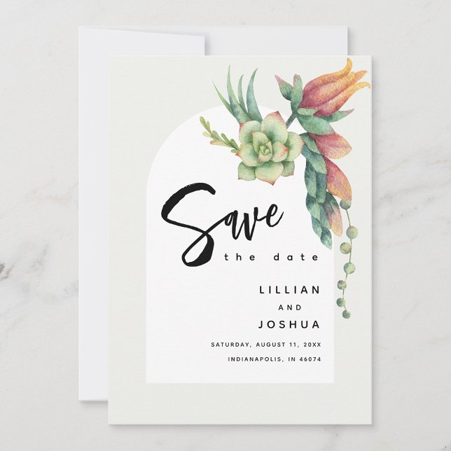 Modern Boho Floral Botanical Succulent Wedding Save The Date (Creator Uploaded)