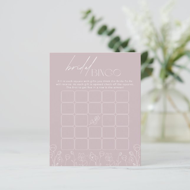 Modern Boho Floral Bridal Shower Bingo Game (Standing Front)
